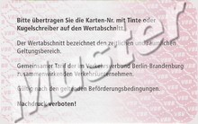 Back of the VBB store card