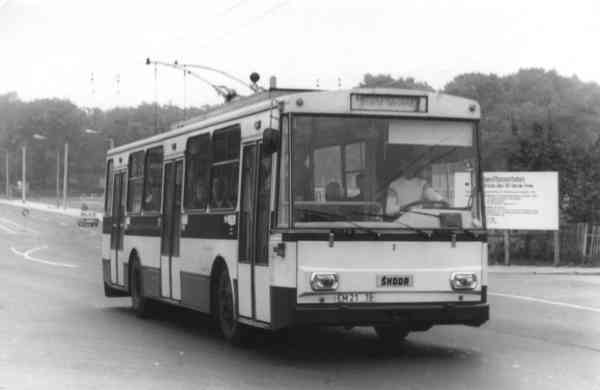 Trolleybus no. 02(IV) of the Czech type ŠKODA 14 Tr03 (out of service)