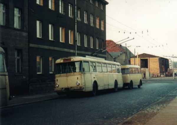 Trolleybus no. 29(II) of the Czech type ŠKODA 9 Tr14 (erstwhile from Gera)