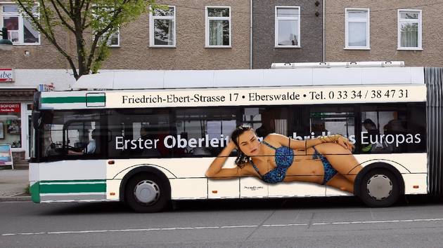 Werbeverbot auf Obussen und Bussen für das Modehaus Kräft & Kräft aus Eberswalde