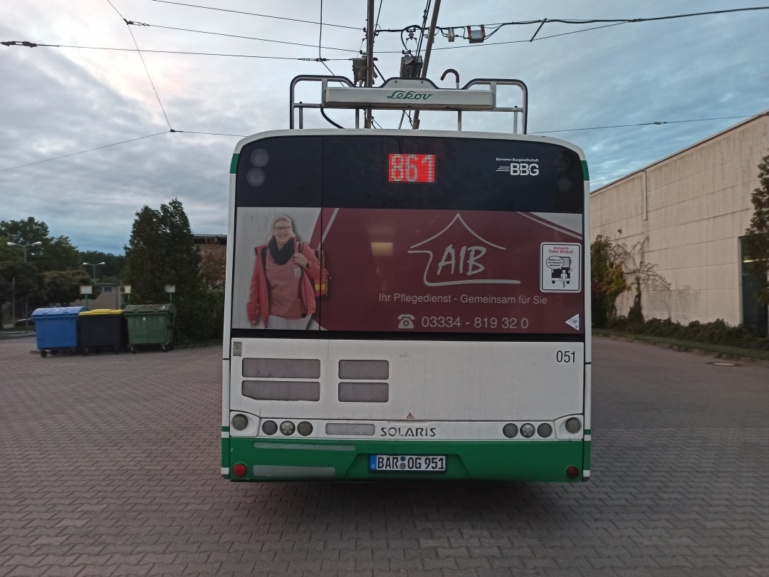 Articulated trolleybus no. 051 of the Polish type Solaris Trollino 18 III Cegelec AC