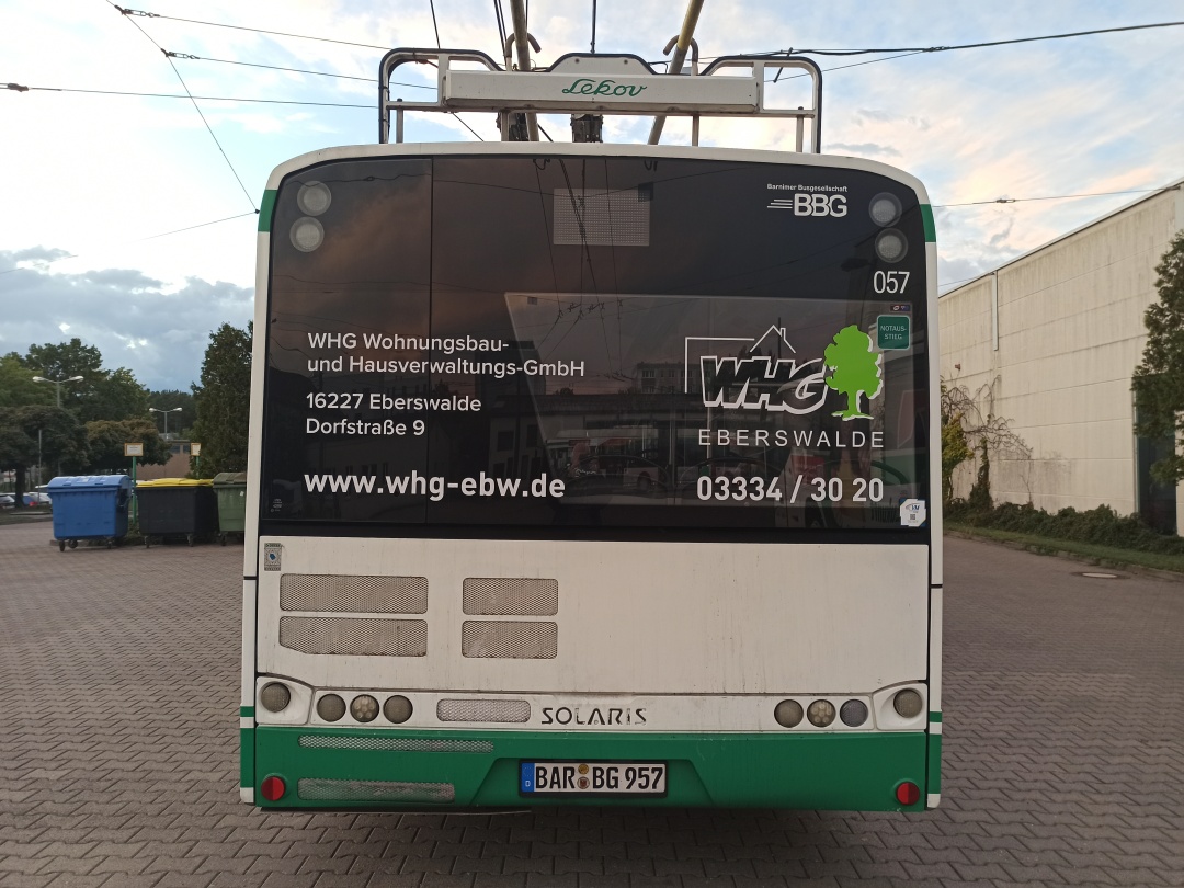 Articulated trolleybus no. 057 of the Polish type Solaris Trollino 18 III Cegelec AC