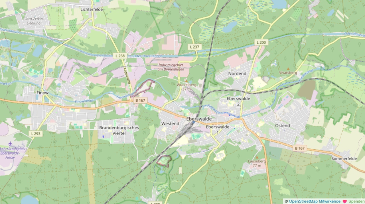 Город Эберсвальде, административный центр округа Барним