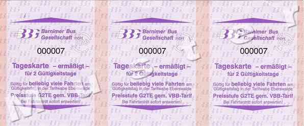 Mehrfahrtenkarte mit 6 Tageskarten Ermäßigungstarif