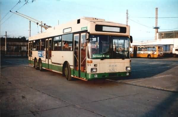 Obus Nr.55 vom Typ MAN SL 172 HO M 12 aus
Solingen in Eberswalde
